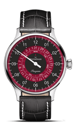 MeisterSinger "Pangaea Day Date" Automatic in SS, Black & Bordeaux Dial
