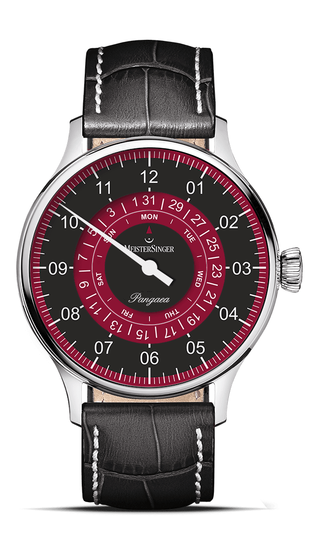 MeisterSinger "Pangaea Day Date" Automatic in SS, Black & Bordeaux Dial