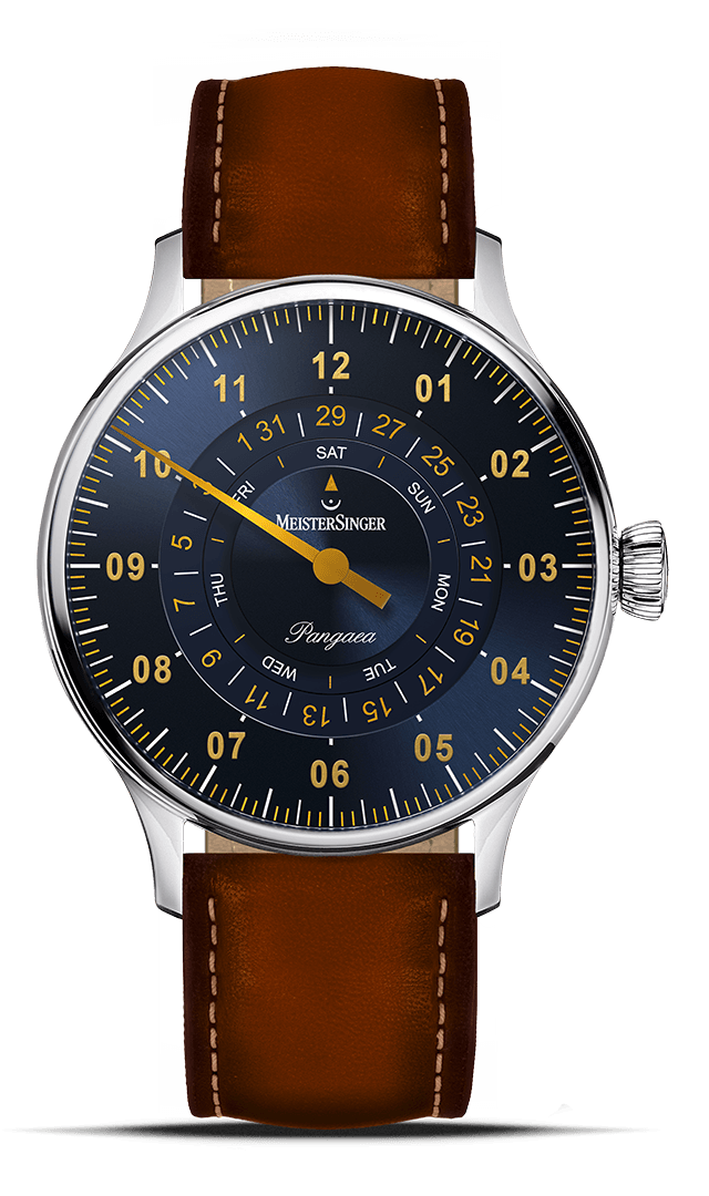 MeisterSinger "Pangaea Day Date" Automatic in SS, Steel Blue & Gold Dial
