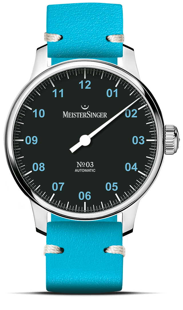 MeisterSinger "Special No. 03" Single-Hand Automatic, Black/Light Blue Dial