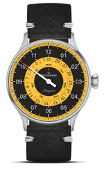 MeisterSinger "Pangaea Day Date" Automatic in SS, Black & Yellow Dial