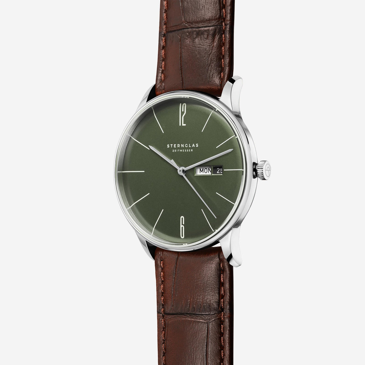 Sternglas "Berlin" Quartz Watch in Stainless Steel, Olive Green Dial