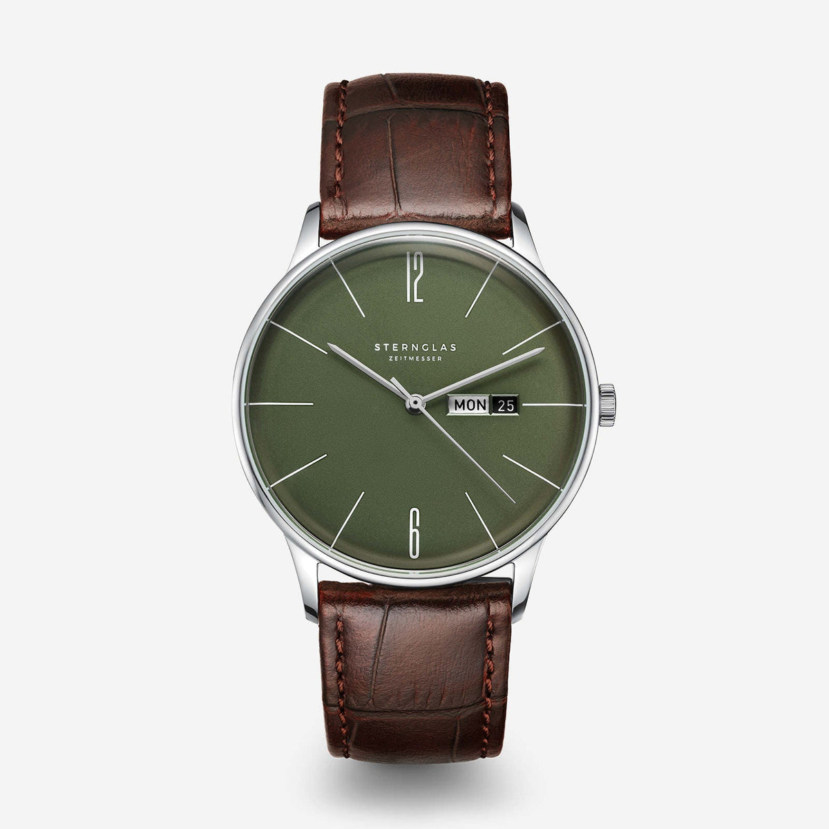 Sternglas "Berlin" Quartz Watch in Stainless Steel, Olive Green Dial