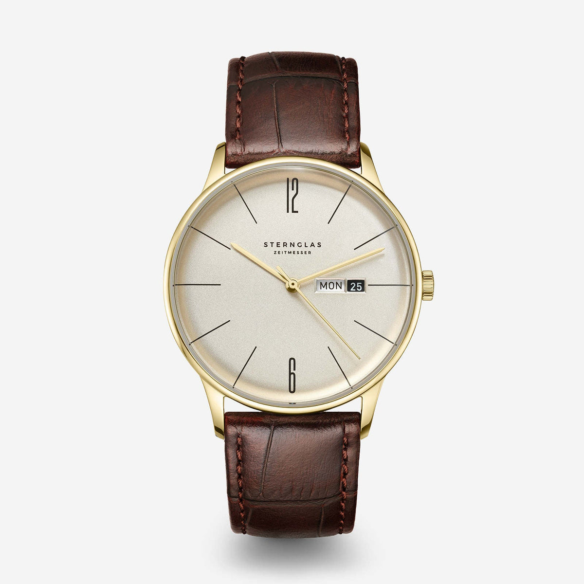 Sternglas "Berlin" Quartz Watch in Gold-Tone Steel, Sepia Dial