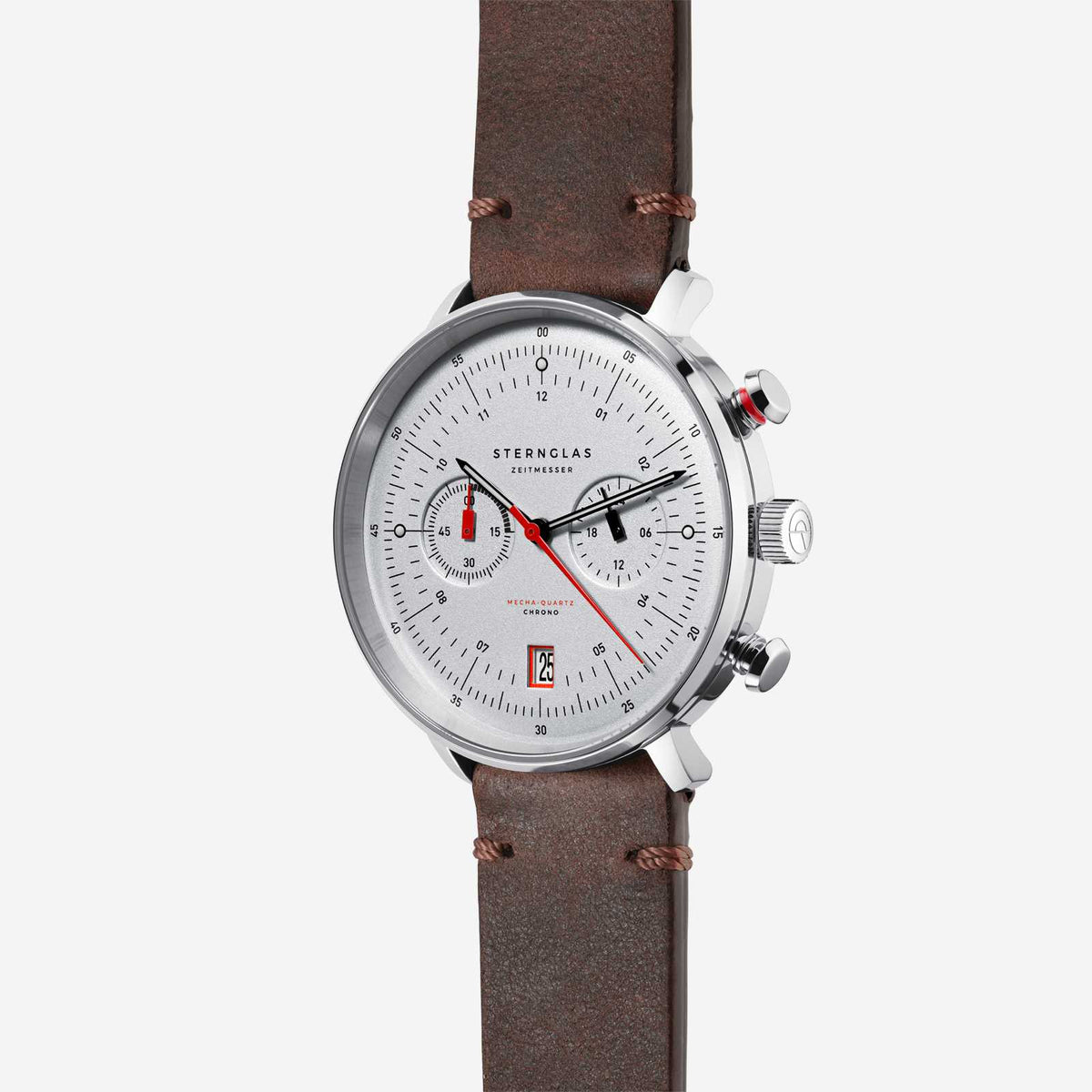 Sternglas "Hamburg Chrono" Quartz Chronograph in Stainless Steel, Silver Dial