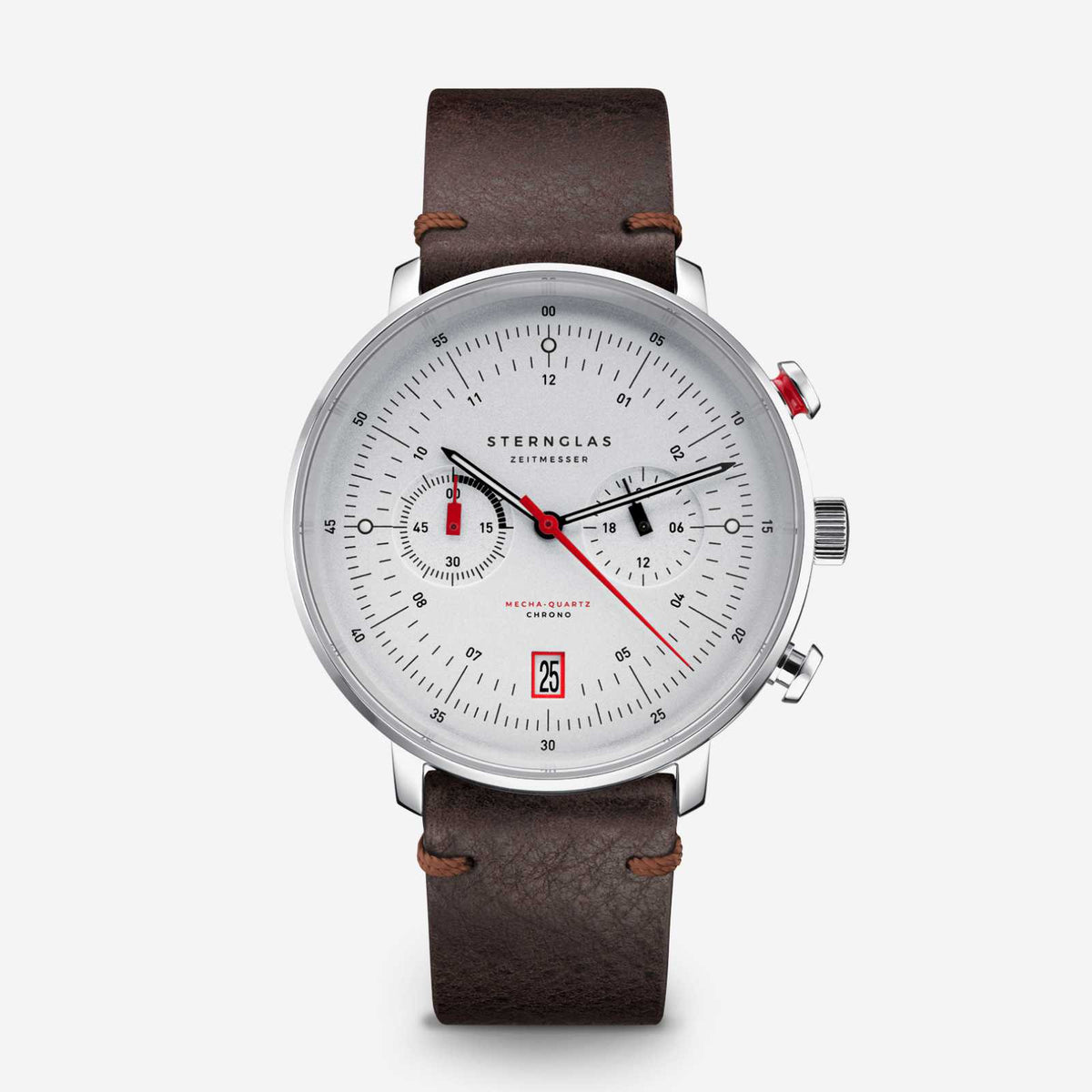 Sternglas "Hamburg Chrono" Quartz Chronograph in Stainless Steel, Silver Dial