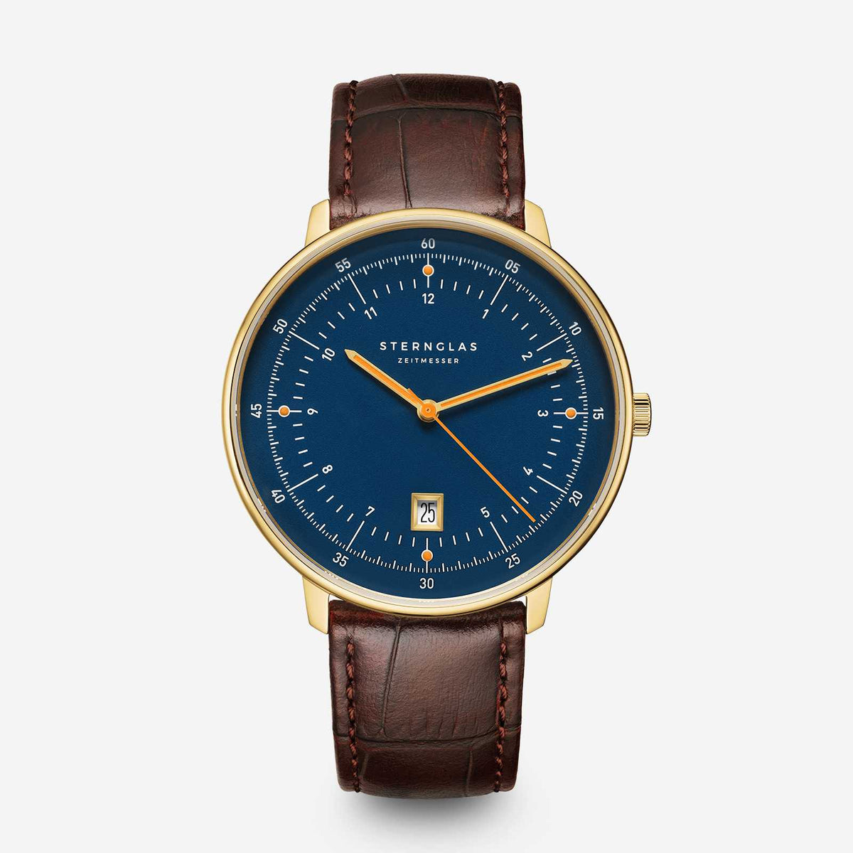 Sternglas "Hamburg" Quartz Watch in Gold-Tone Steel, Dark Blue Dial