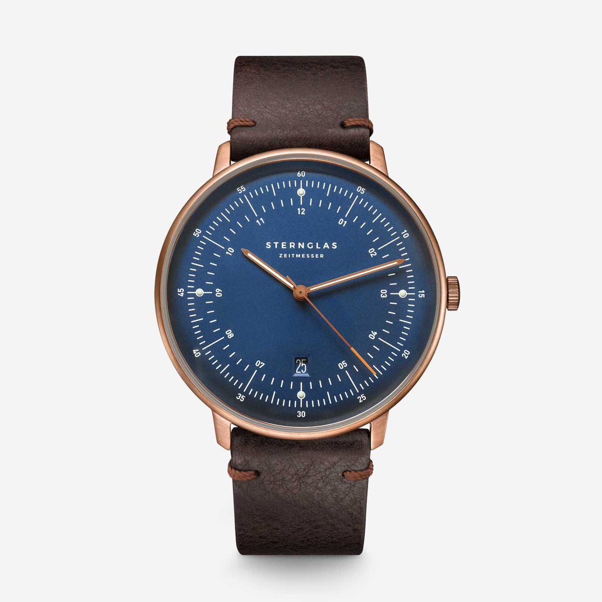 Sternglas "Hamburg" Quartz Watch in Bronze-Tone Steel, Dark Blue Dial
