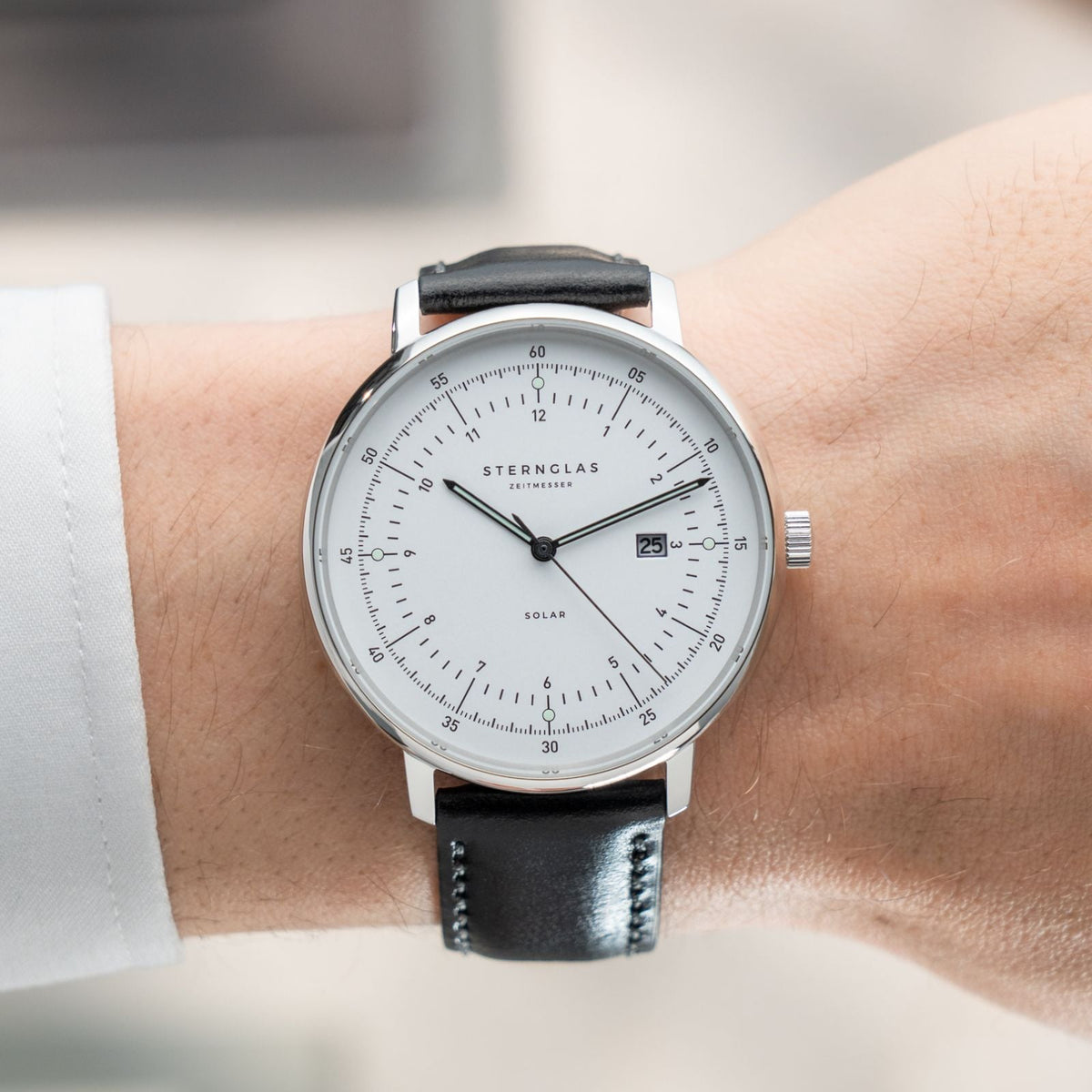 Sternglas "Hamburg Solar" Watch in Stainless Steel, White Dial