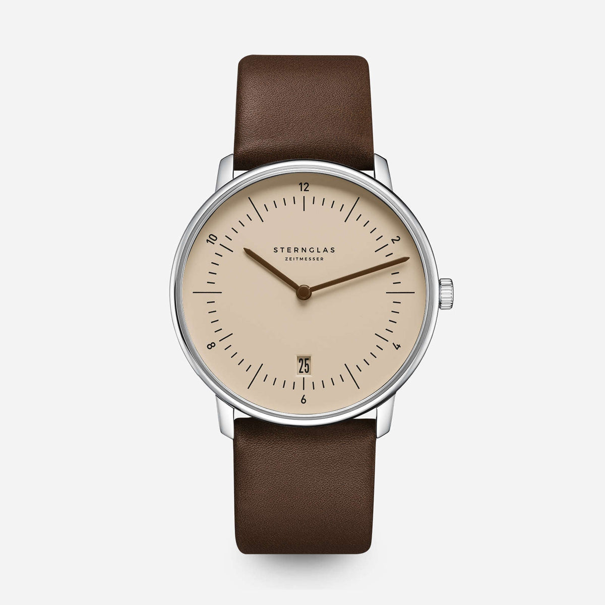 Sternglas "Naos" Quartz Watch in Stainless Steel, Sand Brown Dial