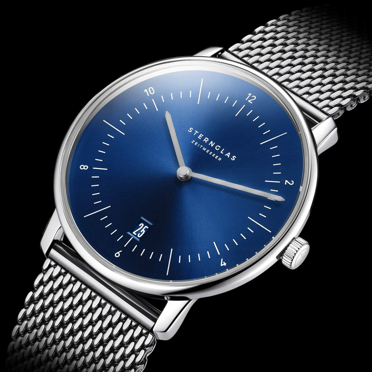 Sternglas "Naos" Quartz Watch in Stainless Steel, Deep Blue Dial