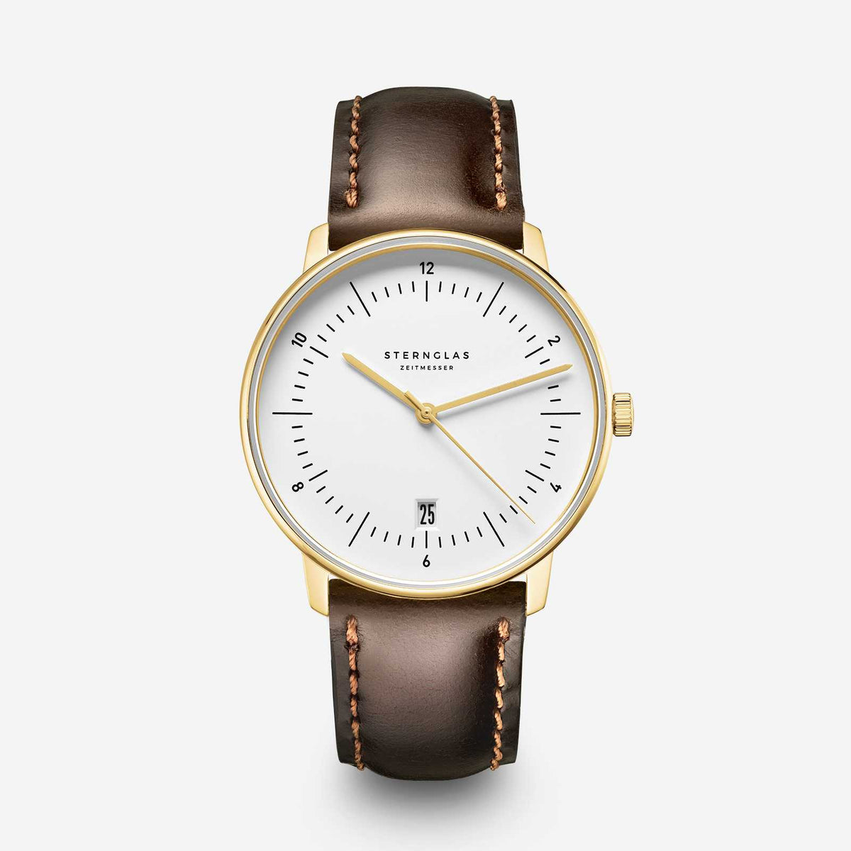 Sternglas "Naos Edition Heritage" Quartz Watch in Gold-Tone Steel, White Dial