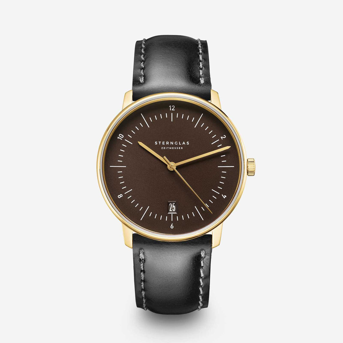 Sternglas "Naos Edition Heritage" Quartz Watch in Gold-Tone, Espresso Brown Dial