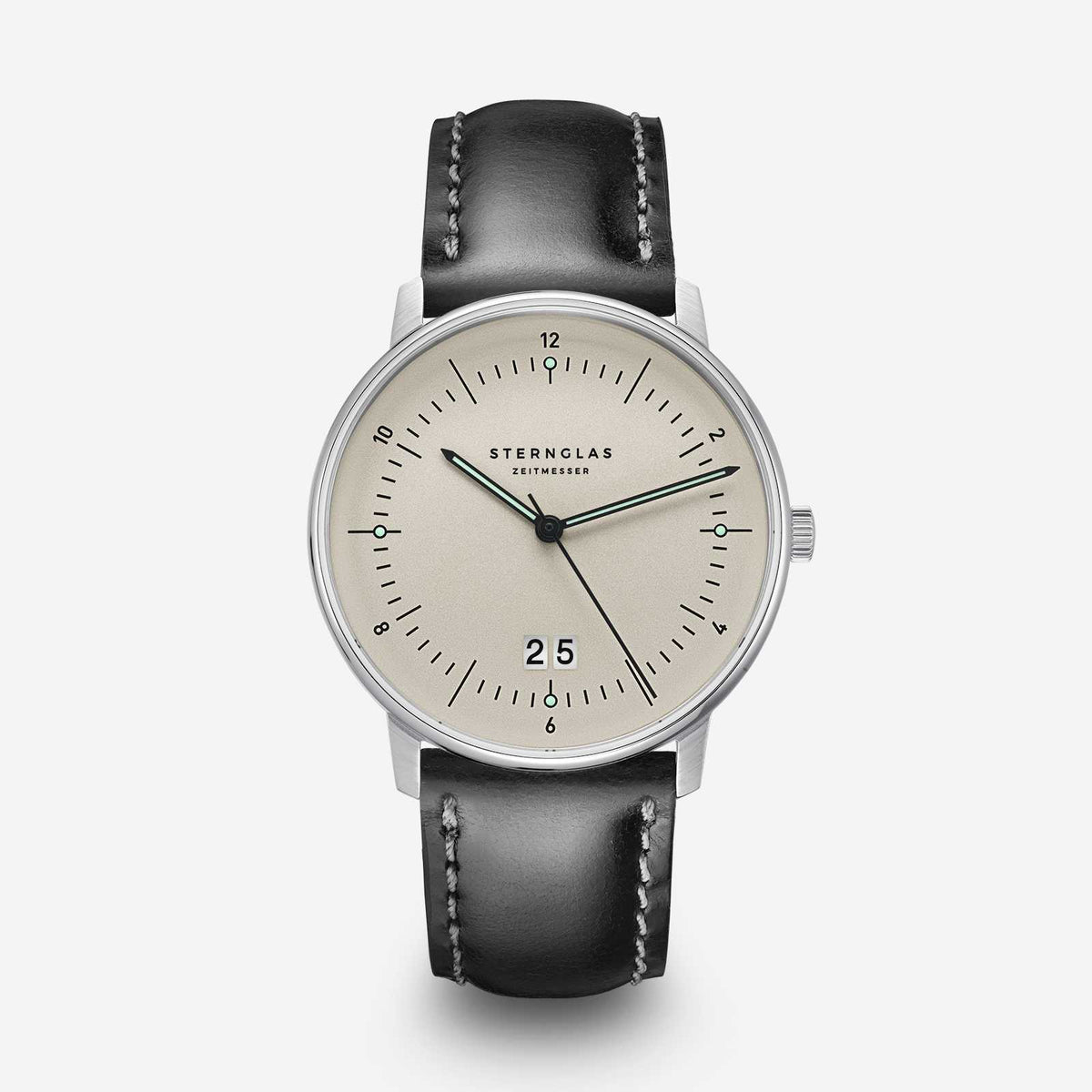 Sternglas "Naos Big Date" Quartz Watch in Stainless Steel, Alabaster Dial