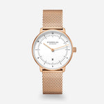 Sternglas "Naos XS" Women's Quartz Watch in Rose Gold-Tone Steel, White Dial
