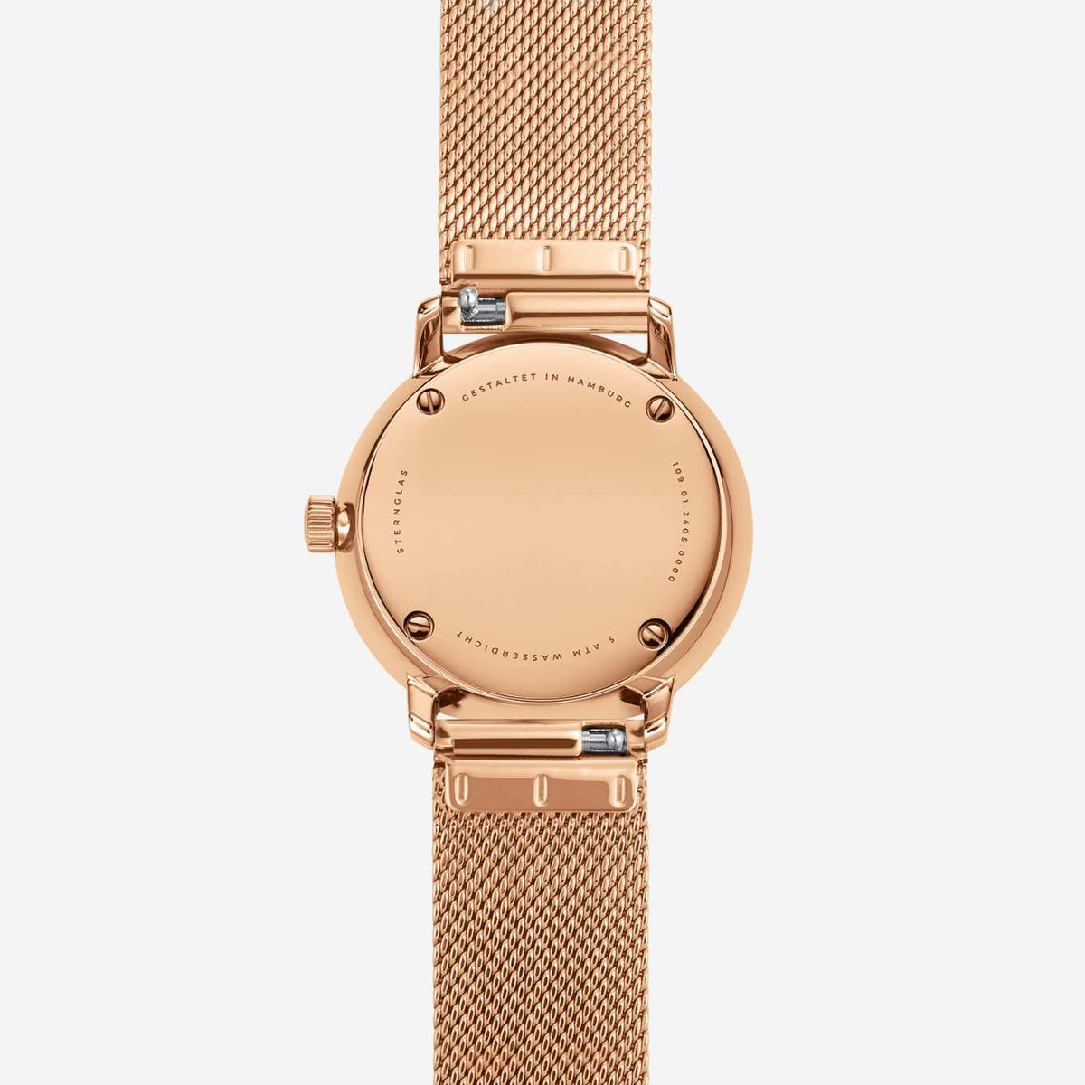 Sternglas "Naos XS" Women's Quartz Watch in Rose Gold-Tone Steel, White Dial