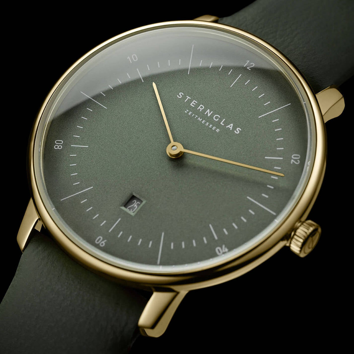Sternglas "Naos XS Edition Flora" Women's Quartz Watch in Gold-Tone, Sage Green Dial
