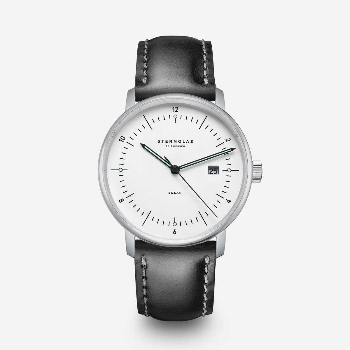 Sternglas "Naos Solar" Watch in Stainless Steel, White Dial