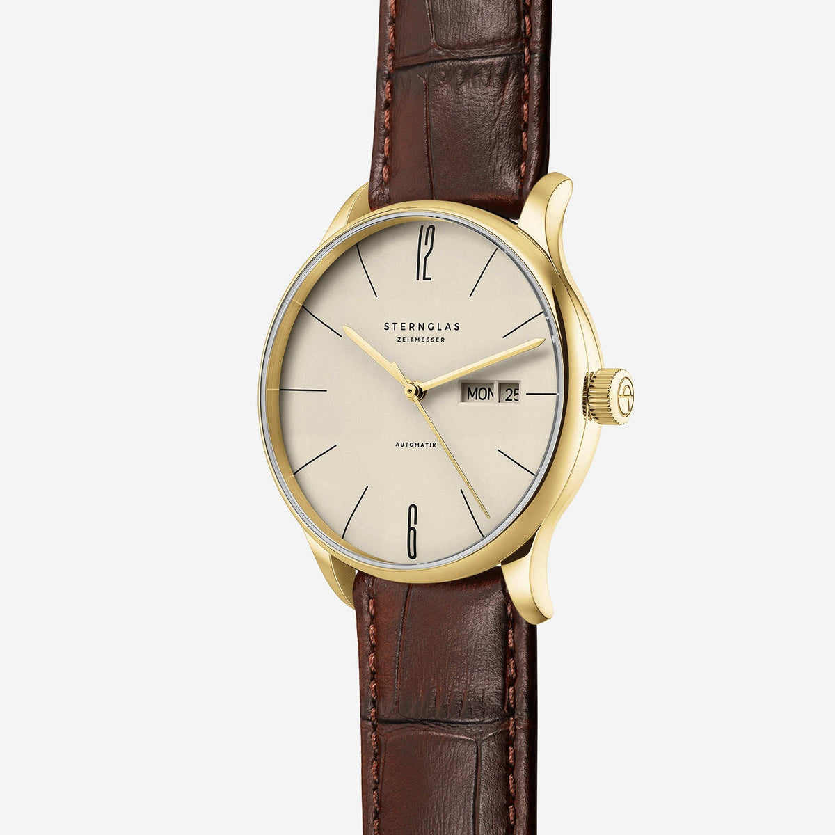 Sternglas "Berlin Automatic" Watch in Gold-Tone Steel, Sepia Dial