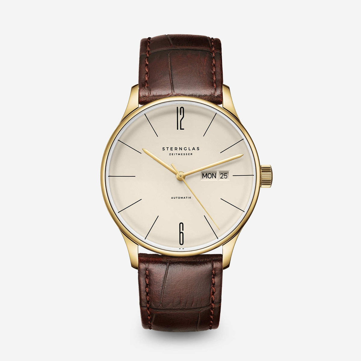 Sternglas "Berlin Automatic" Watch in Gold-Tone Steel, Sepia Dial