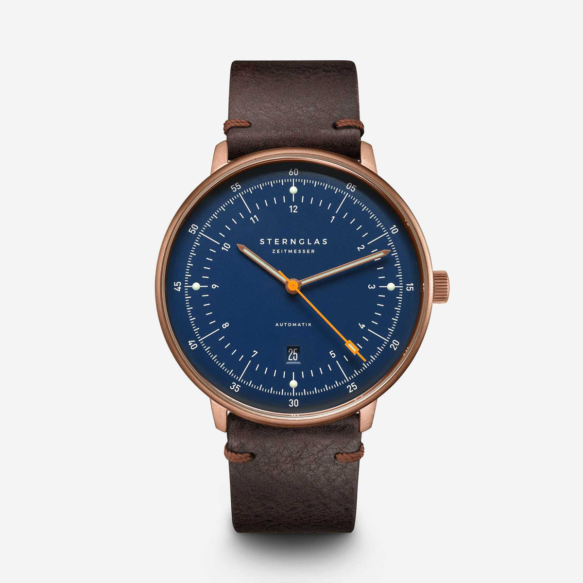 Sternglas "Hamburg Automatic" Watch in Bronze-Tone Steel, Dark Blue Dial