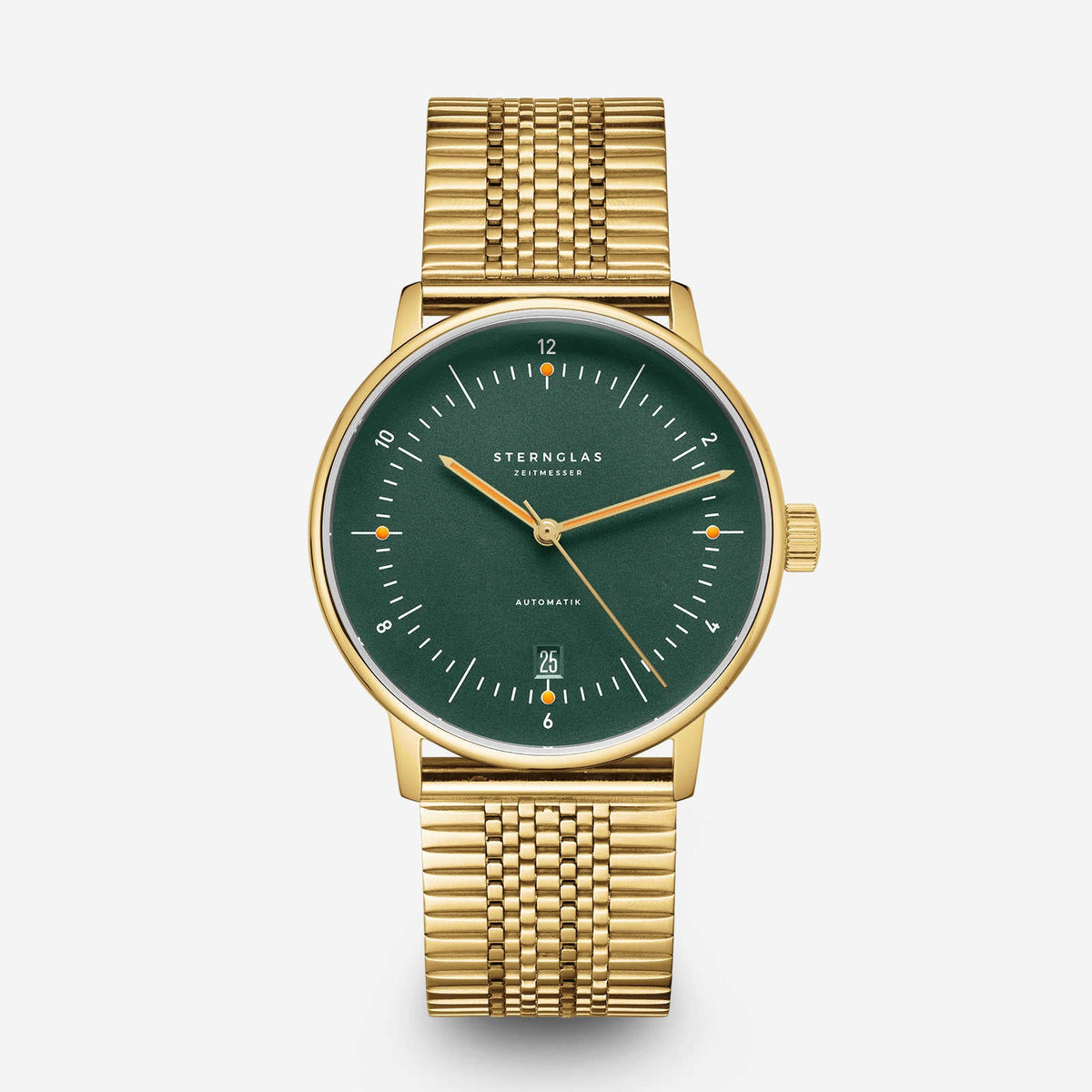 Sternglas "Naos Automatic" Watch in Gold-Tone Steel, Dark Green Dial