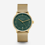 Sternglas "Naos Automatic" Watch in Gold-Tone Steel, Dark Green Dial