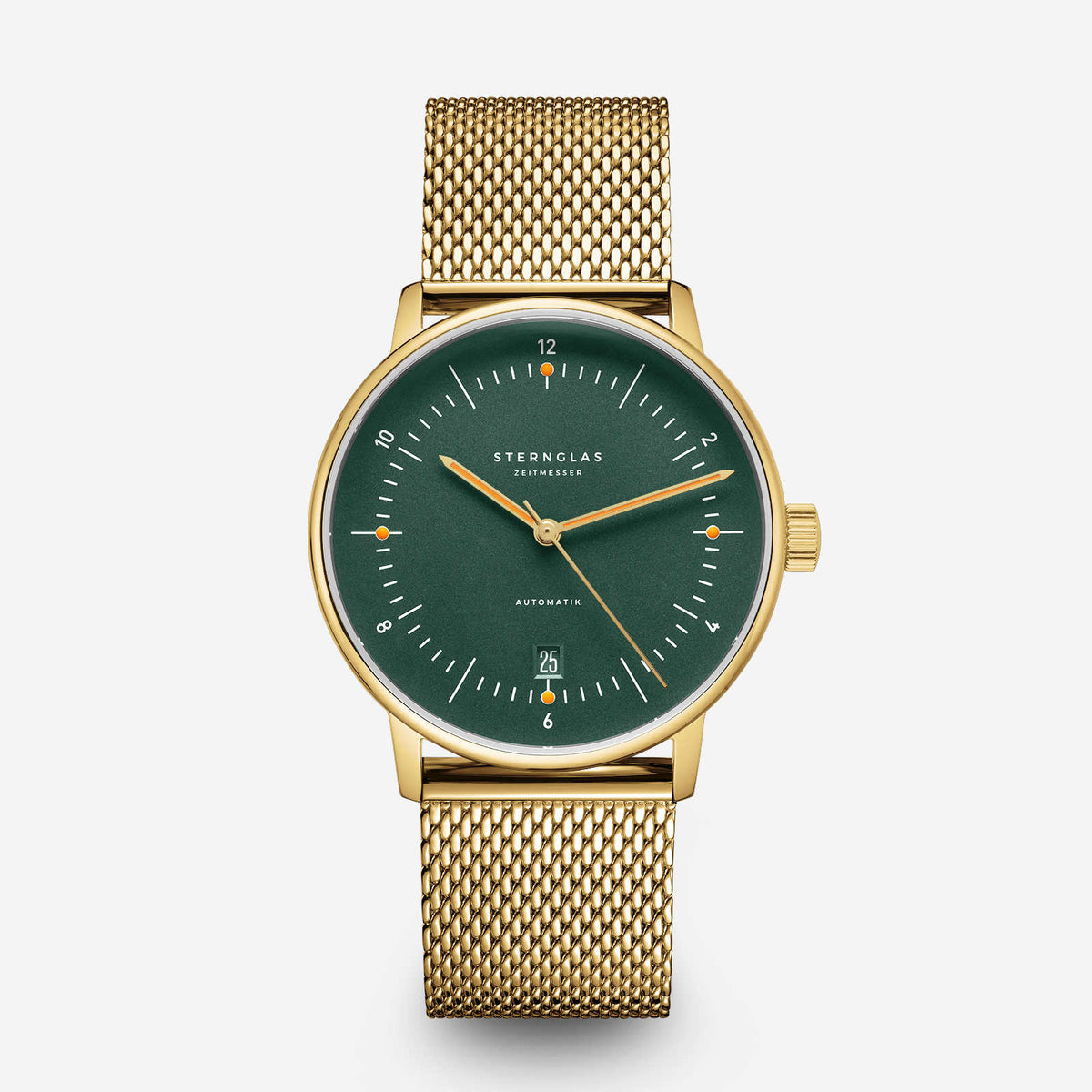 Sternglas "Naos Automatic" Watch in Gold-Tone Steel, Dark Green Dial