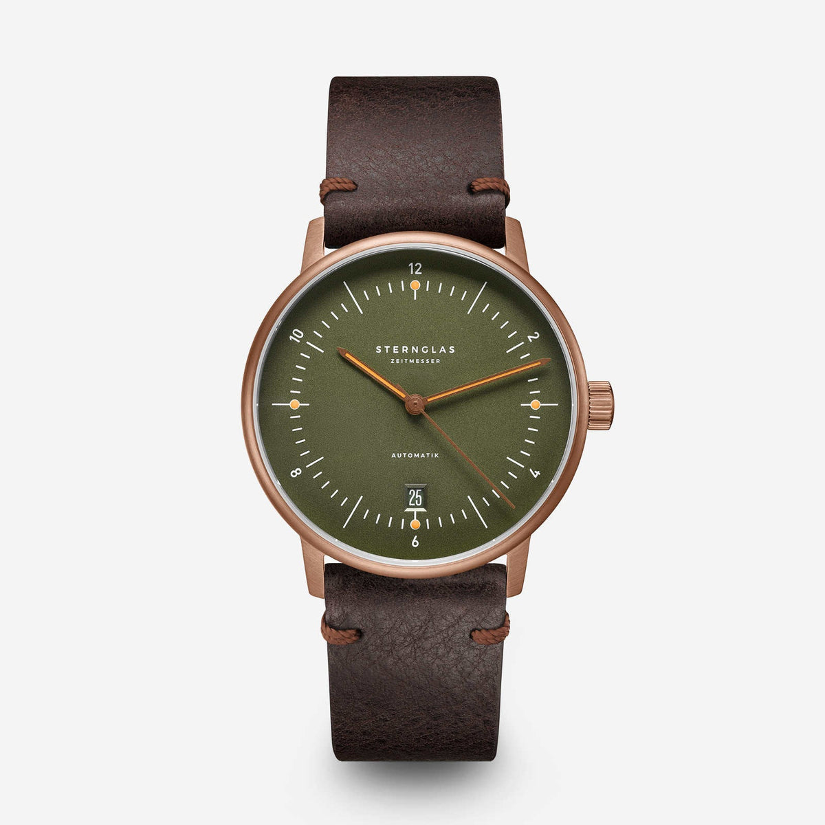 Sternglas "Naos Automatic" Watch in Bronze-Tone Steel, Dark Green Dial