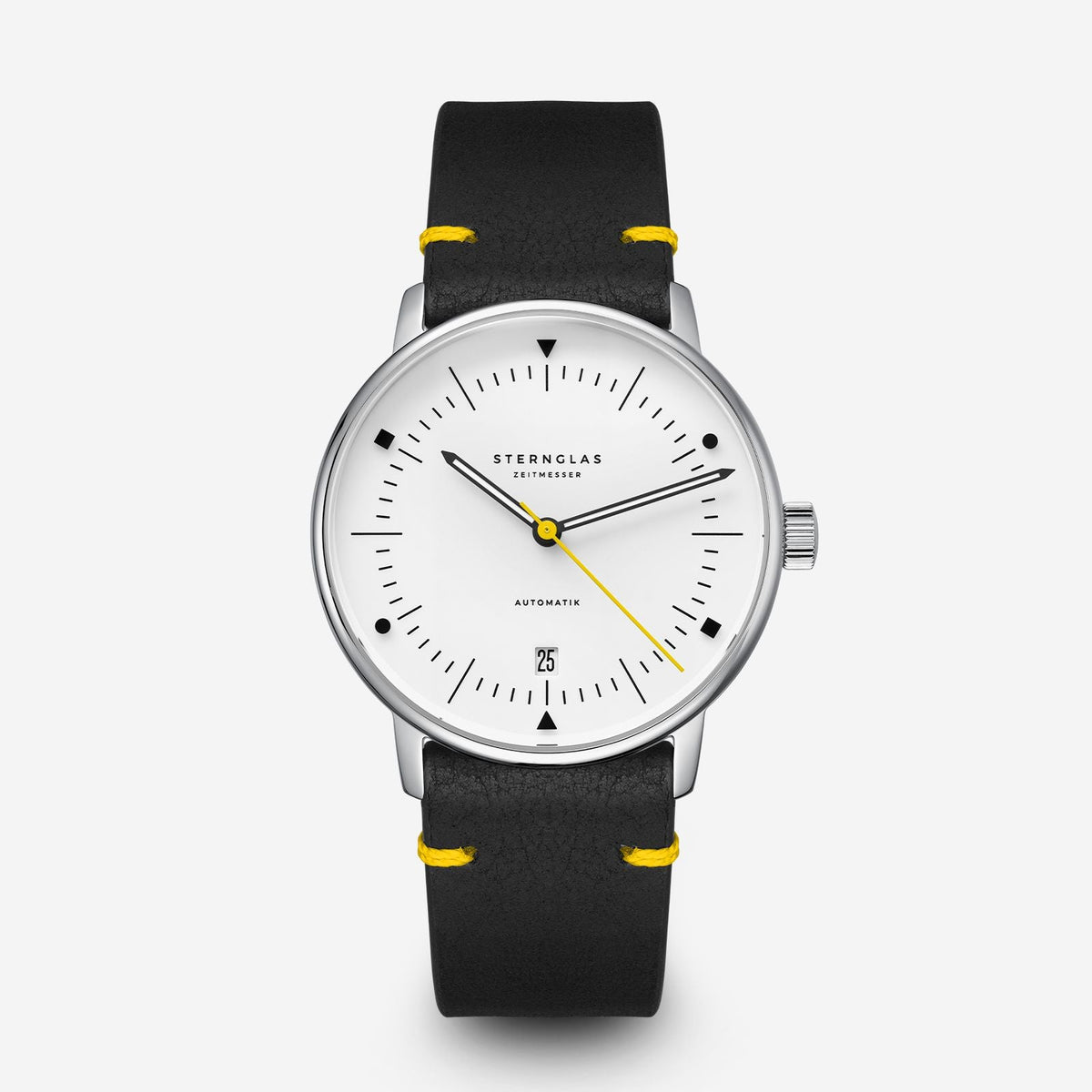 Sternglas "Naos Automatic Edition Bauhaus X" Watch in Steel, Yellow Luminova Dial
