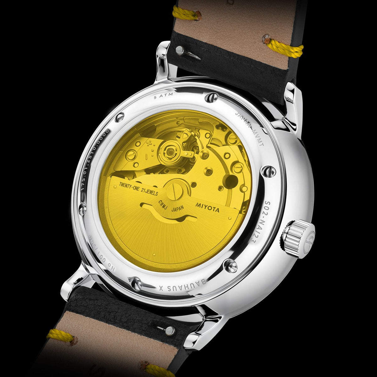Sternglas "Naos Automatic Edition Bauhaus X" Watch in Steel, Yellow Luminova Dial