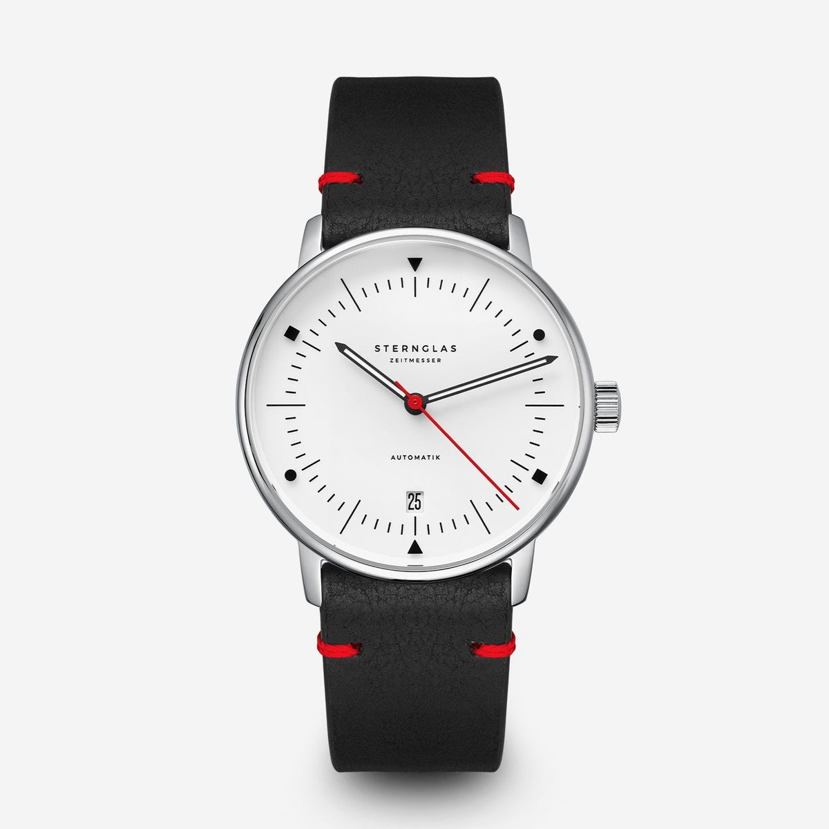 Sternglas "Naos Automatic Edition Bauhaus X" Watch in Steel, Red Luminova Dial