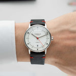 Sternglas "Naos Automatic Edition Bauhaus X" Watch in Steel, Red Luminova Dial