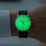 Sternglas "Naos Automatic Edition Bauhaus X" Watch in Steel, Red Luminova Dial