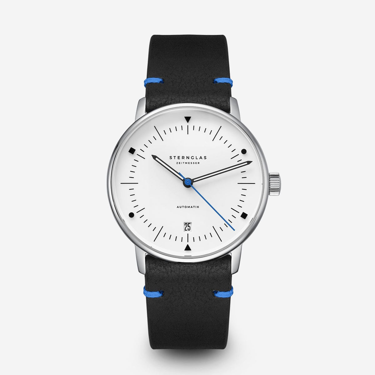 Sternglas "Naos Automatic Edition Bauhaus X" Watch in Steel, Blue Luminova Dial
