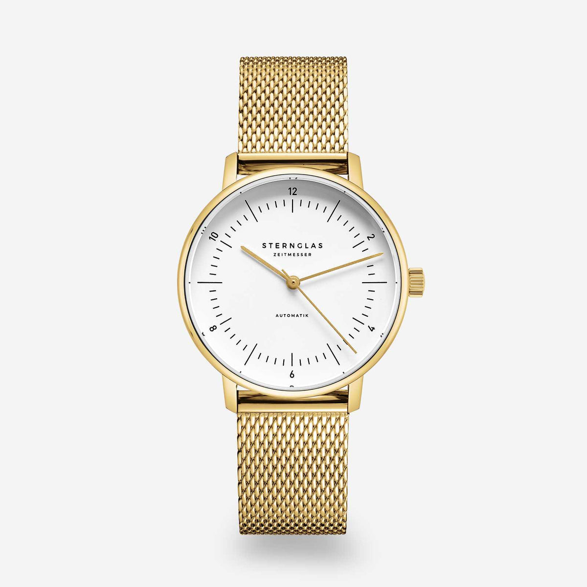 Sternglas "Naos XS Automatic" Women's Watch in Gold-Tone Steel, White Dial