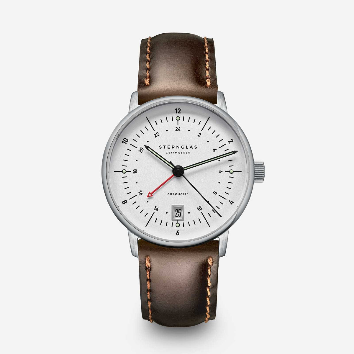 Sternglas "Naos Pro GMT Automatic" Watch in Stainless Steel, Silver Dial