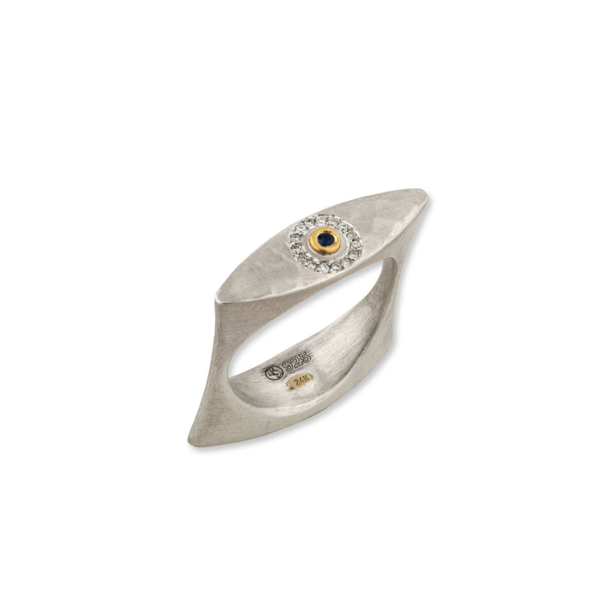 Lika Behar Stockton "Flipper" Diamond & Blue Sapphire Reversible Ring in 24K Gold & Sterling Silver