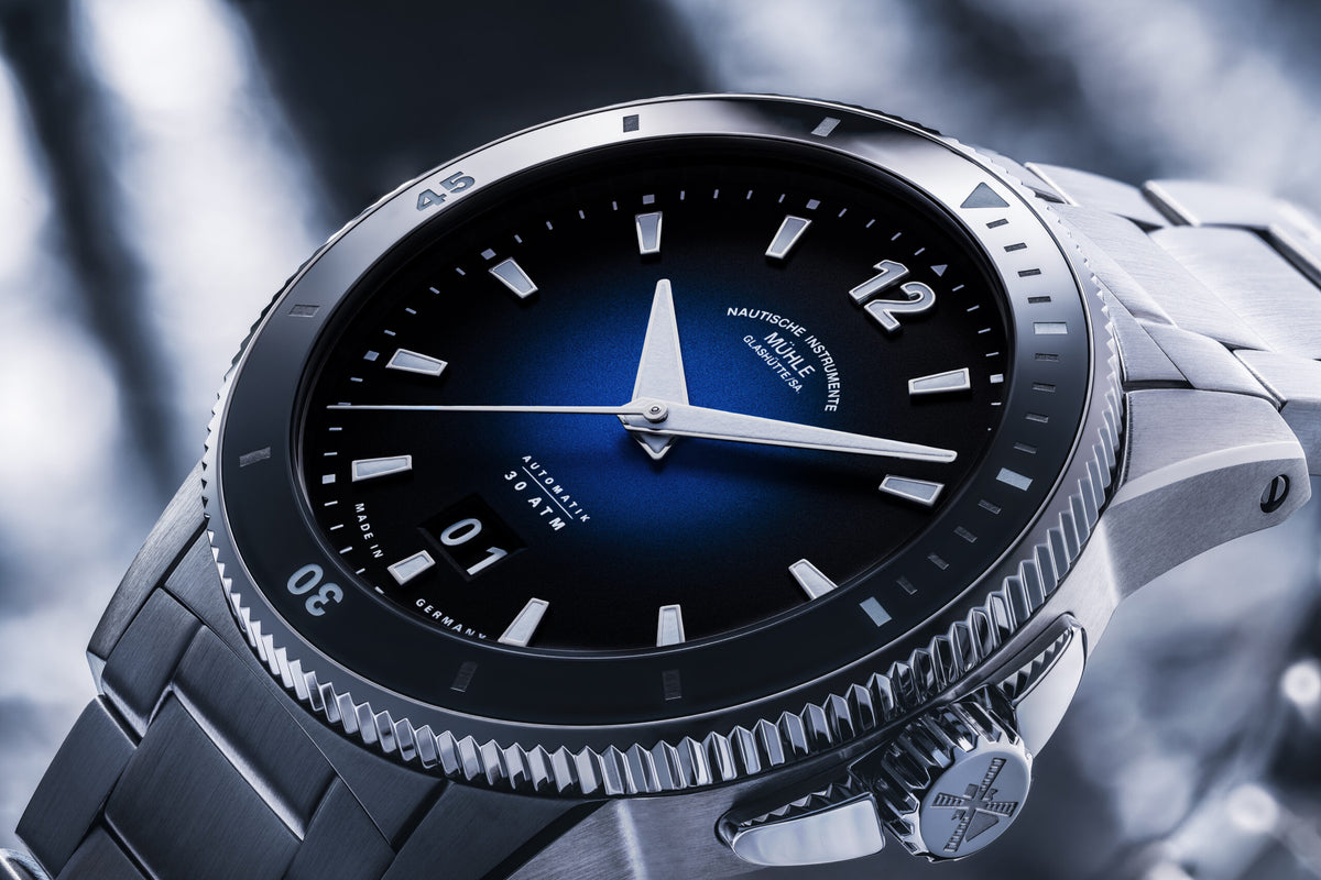 Mühle-Glashütte "Sportivo Big Date" Automatic in SS, Deep Blue Dial