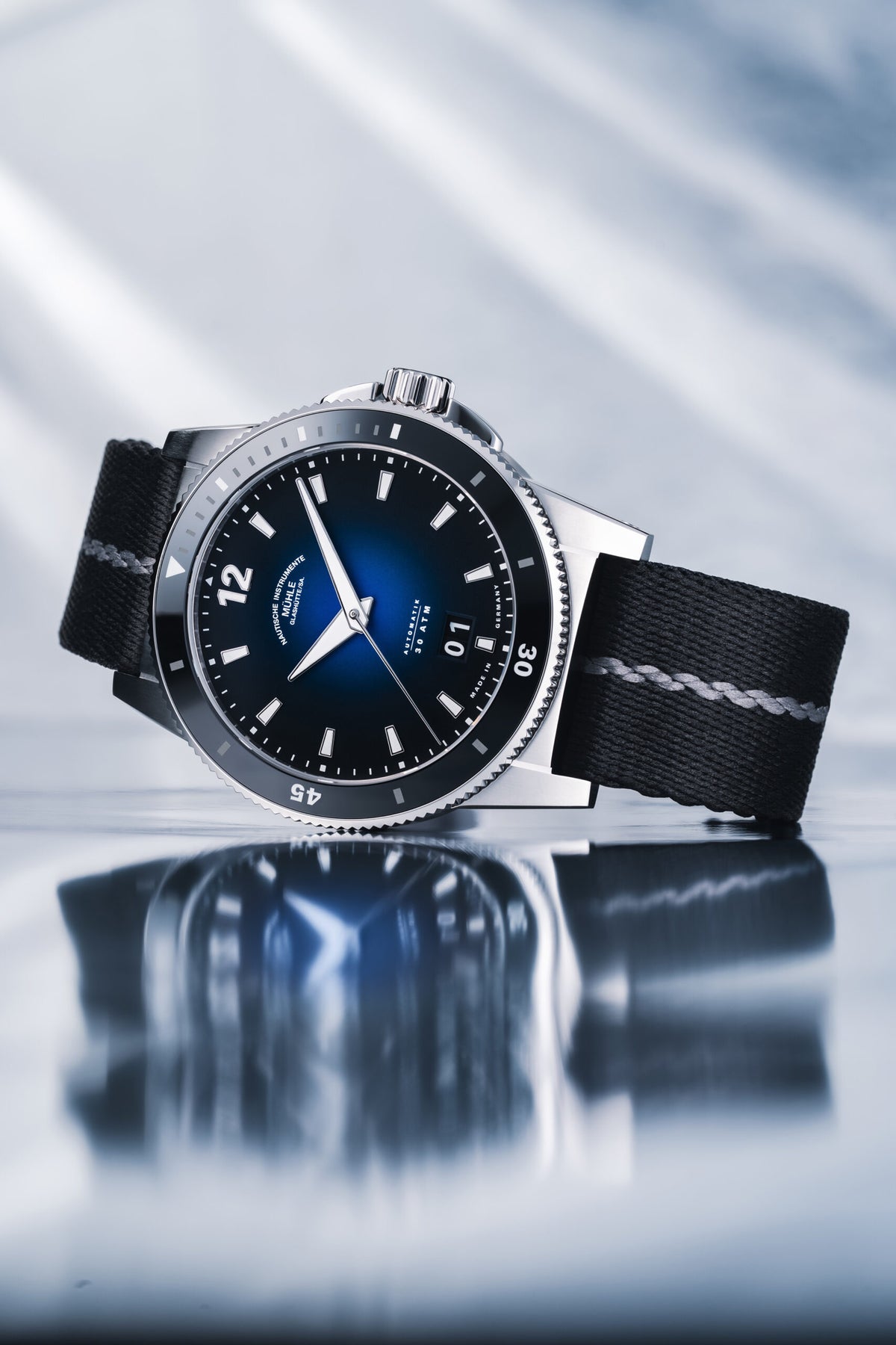 Mühle-Glashütte "Sportivo Big Date" Automatic in SS, Deep Blue Dial