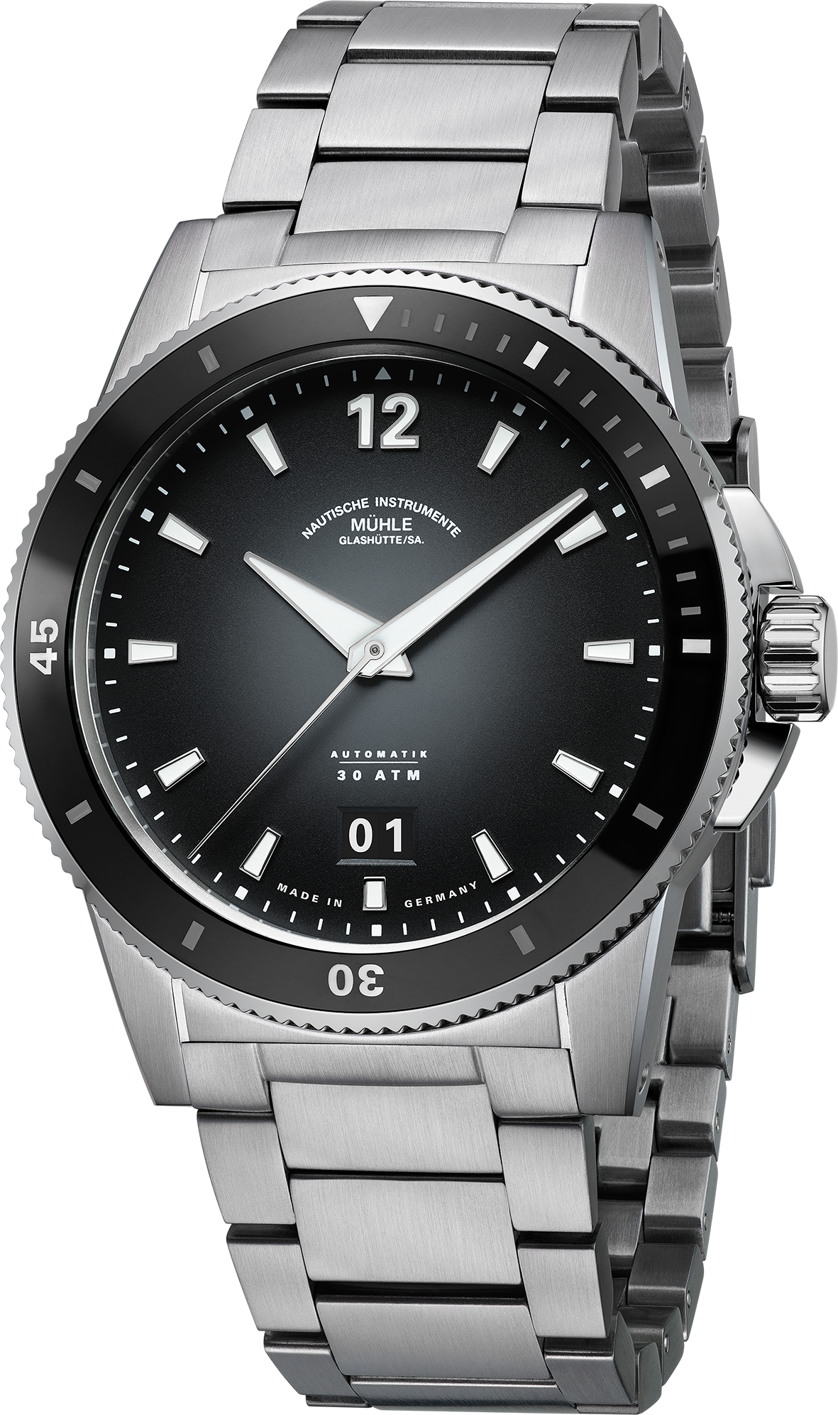 Mühle-Glashütte "Sportivo Big Date" Automatic in SS, Black Dial