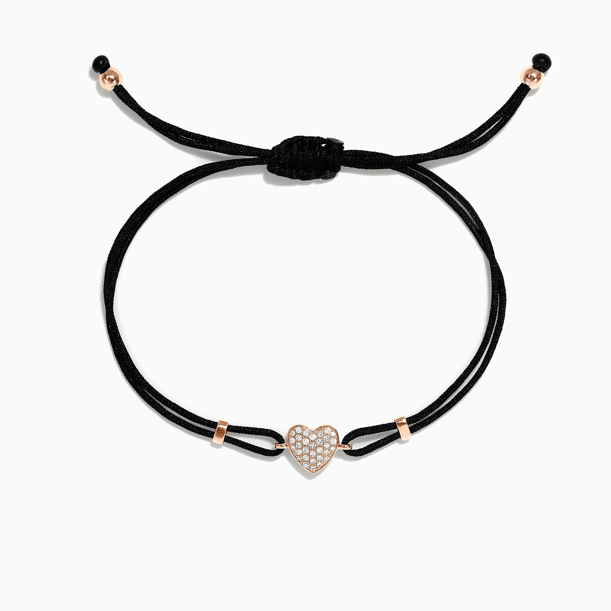 Diamond Heart String Bracelet in 14K Rose Gold, 0.13 ctw