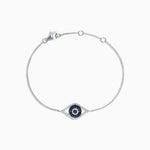 Sapphire & Diamond Evil Eye Bracelet in 14K White Gold, 0.43 ctw