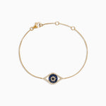 Sapphire & Diamond Evil Eye Bracelet in 14K Yellow Gold, 0.43 ctw