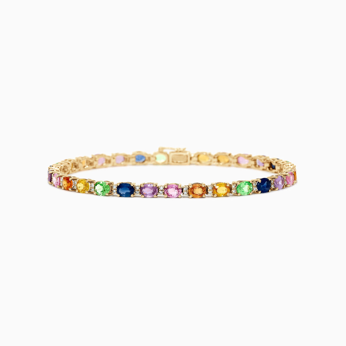 Multi Sapphire and Diamond Bracelet in 14K Gold, 8.96 ctw