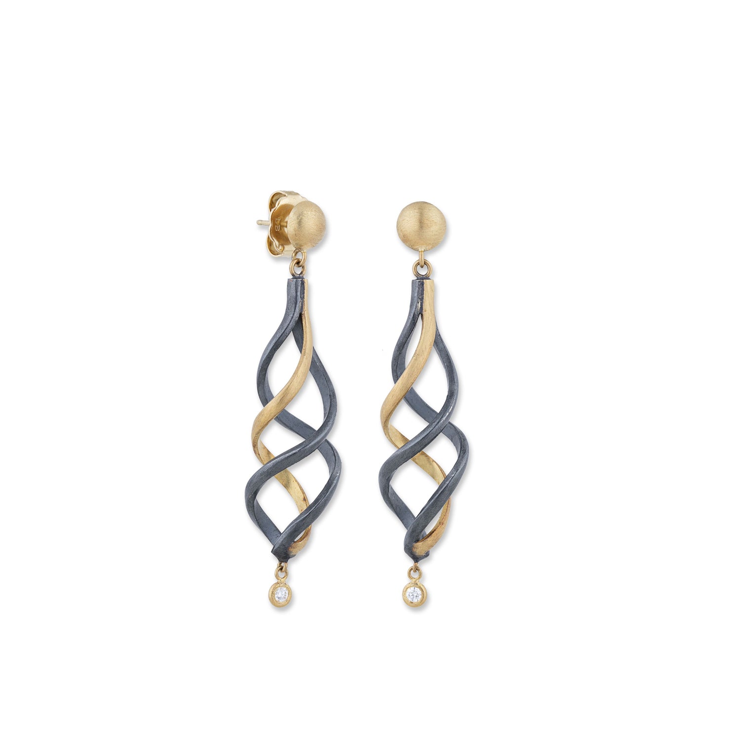 "Twirl" Diamond Button-Top Earrings
