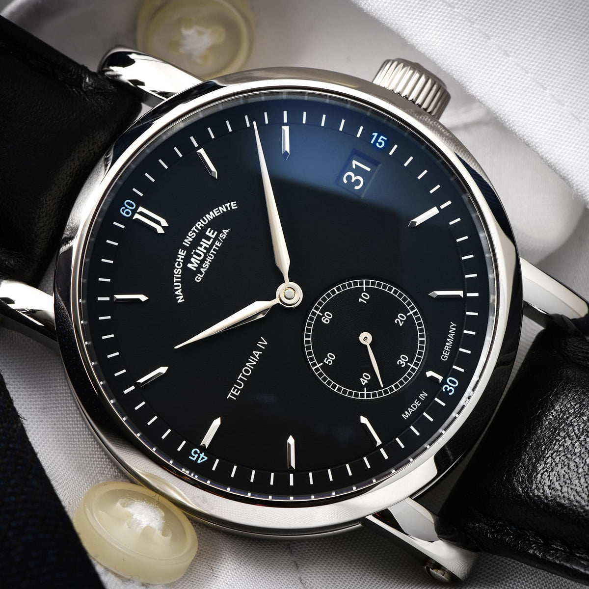 Mühle-Glashütte "Teutonia IV Small Second" Automatic in SS, Dark Dial