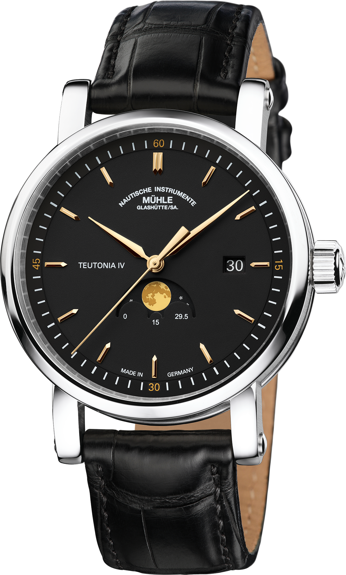 Mühle-Glashütte "Teutonia IV" Moon Phase Automatic in SS, Anthracite Dial