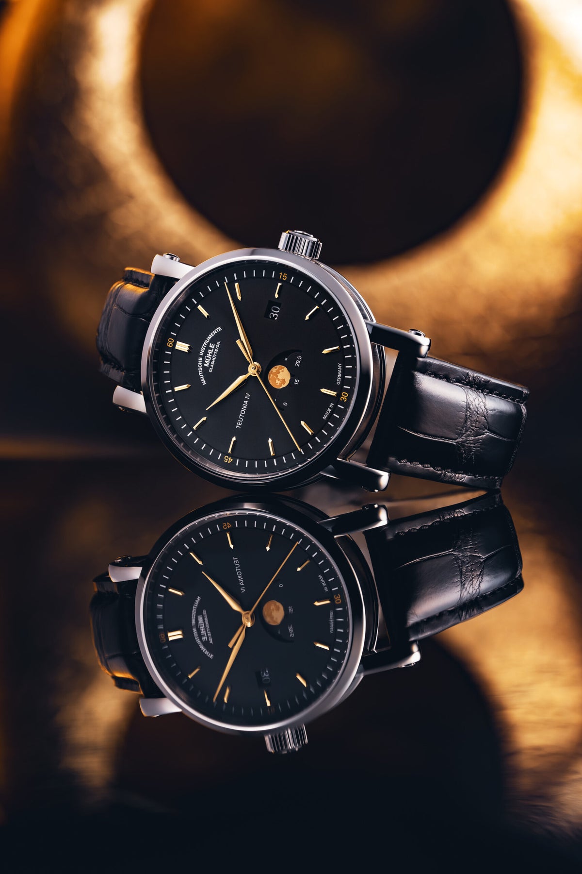 Mühle-Glashütte "Teutonia IV" Moon Phase Automatic in SS, Anthracite Dial