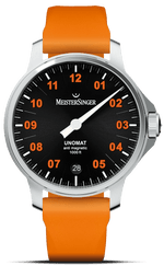 MeisterSinger "Unomat" 30-Bar Automatic in SS, Black & Orange Dial